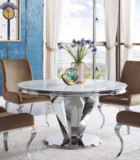 Mesa de comedor de acero inoxidable Damian de Ámbar Muebles