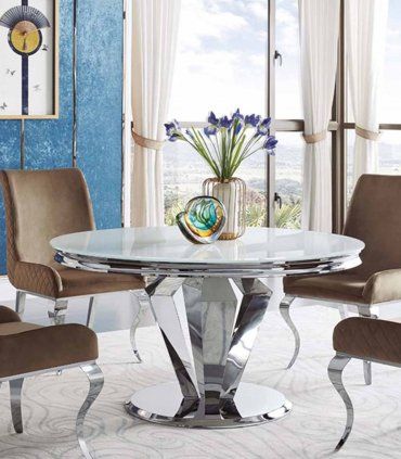Mesa de comedor de acero inoxidable Damian de Ámbar Muebles