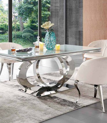 Mesa de comedor de acero Atoms de Ámbar Muebles