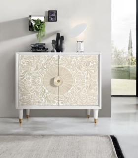 Cómoda Artesanal de Madera de Mango Tallada Boe