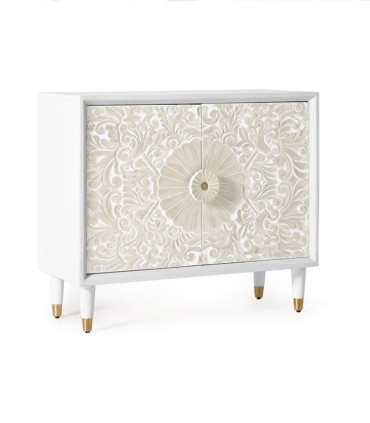 Cómoda Artesanal de Madera de Mango Tallada Boe