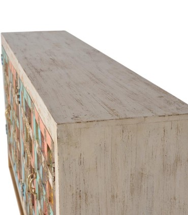 Aparador de madera con mosaico de colores estilo étnico Indo