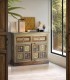 Aparador de madera de acacia artesanal con relieves étnicos Nadia I
