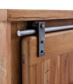 Cómoda de Madera de Acacia con Cajones y Puerta Corredera Montesa, detalle puerta