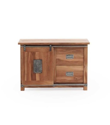 Cómoda de Madera de Acacia con Cajones y Puerta Corredera Montesa, frente