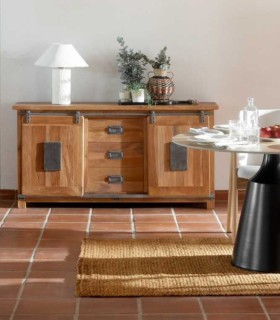 Aparador de Maciza de Acacia con Puertas Correderas y Cajones Montesa, ambiente