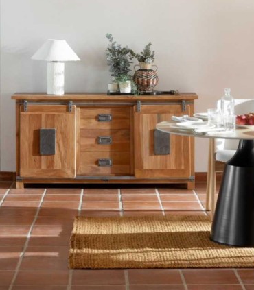 Aparador de Maciza de Acacia con Puertas Correderas y Cajones Montesa, ambiente