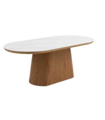 Mesa de Comedor Ovalada con Tablero Porcelánico Nova, lado