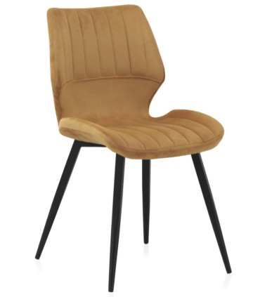 Pack 4 Sillas de Comedor Tapizadas Pau, mostaza