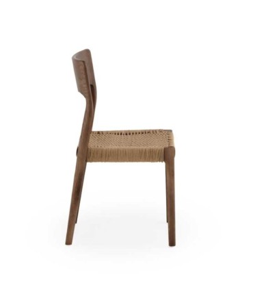 Pack de 4 sillas de madera de fresno con asiento de cuerda trenzada Terra, lado