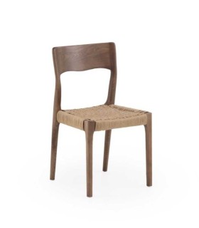 Pack de 4 sillas de madera de fresno con asiento de cuerda trenzada Terra