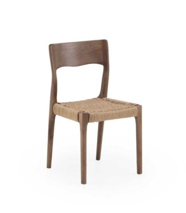 Pack de 4 sillas de madera de fresno con asiento de cuerda trenzada Terra