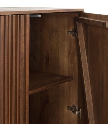 Aparador alto en madera de mango con puertas ranuradas Jonas, detalle