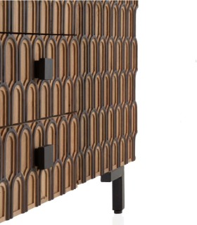 Aparador en Madera de Mango 3 Cajones y Puertas Diseño Geométrico Mateo, cajones