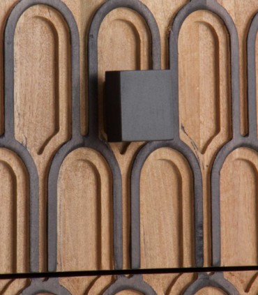 Aparador en Madera de Mango 3 Cajones y Puertas Diseño Geométrico Mateo, tirador