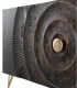 Aparador Negro de Madera de mango con Diseño Radial Dorado y Puertas Enzo, tirador