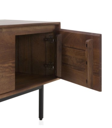 Mueble TV Joe de Madera de Mango con 3 Puertas Joe, abierto