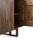 Aparador de madera de mango maciza 4 puertas nogal Mangora, abierto