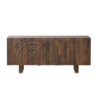 Aparador de madera de mango maciza 4 puertas nogal Mangora, frente
