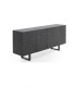 Aparador negro en madera de mango con puertas efecto cocodrilo Croc, lado