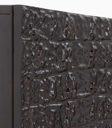 Aparador negro en madera de mango con puertas efecto cocodrilo Croc, efecto