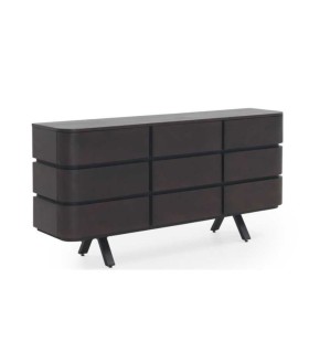Aparador de madera de mango chapada con 9 cajones Darko, lado