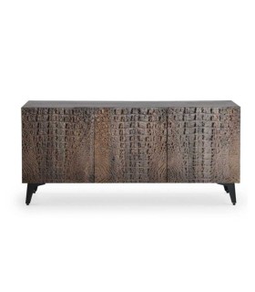 Aparador de madera de mango con puertas labradas Caimán, frente