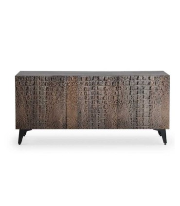 Aparador de madera de mango con puertas labradas Caimán, frente