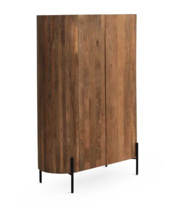 Vitrina de madera de mango con patas metálicas negras Redoli, lado