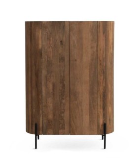 Vitrina de madera de mango con patas metálicas negras Redoli, frente