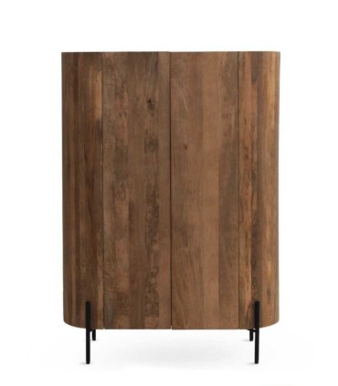 Vitrina de madera de mango con patas metálicas negras Redoli, frente