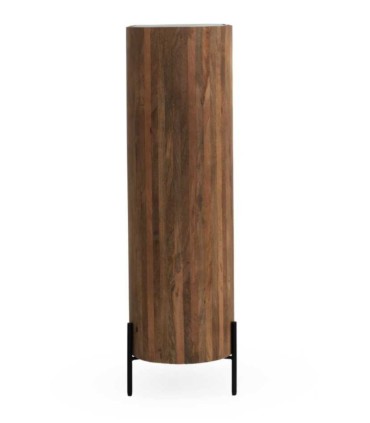 Vitrina de madera de mango con patas metálicas negras Redoli, perfil