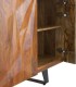 Aparador de madera de mango con frente texturizado en relieve Aitana, abierto
