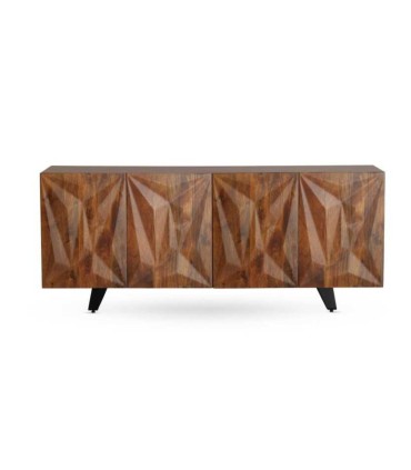 Aparador de madera de mango con frente texturizado en relieve Aitana, frente