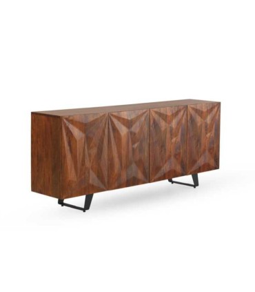 Aparador de madera de mango con frente texturizado en relieve Aitana, lado
