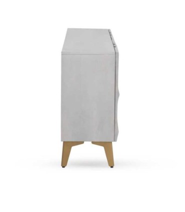 Aparador de madera de mango con frente ondulado texturizado Vega, lateral