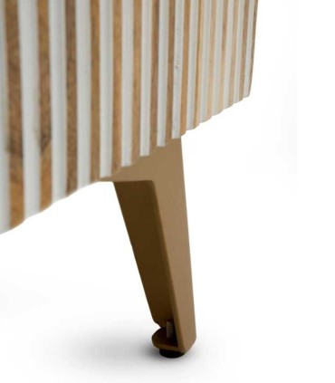 Aparador de madera de mango con frente ondulado texturizado Vega, pata