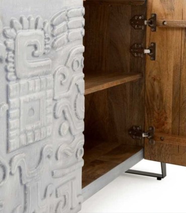 Aparador de madera de mango con relieve decorativo Siena, detalle