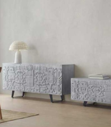 Aparador de madera de mango con relieve decorativo Siena, ambiente
