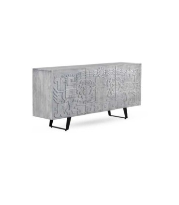 Aparador de madera de mango con relieve decorativo Siena, lado