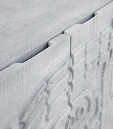 Aparador de madera de mango con relieve decorativo Siena, tirador