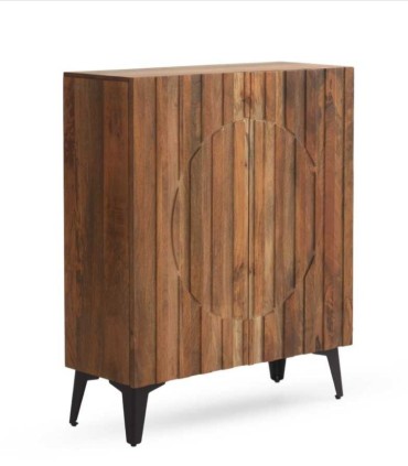 Aparador alto en madera de mango diseño geométrico Adriano, lado