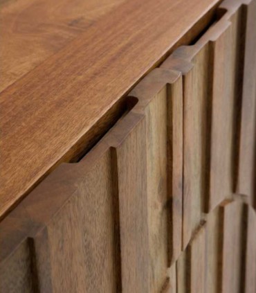 Aparador alto en madera de mango diseño geométrico Adriano, tirador