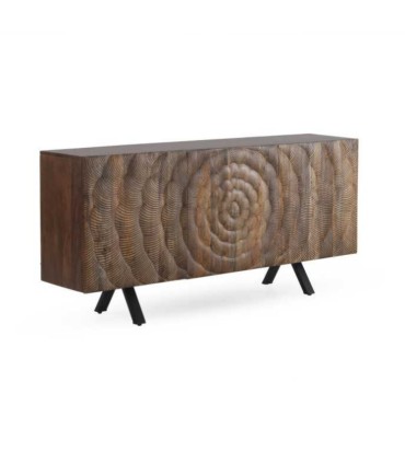 Aparador de madera de mango con relieve texturizado Lorenzo, lateral