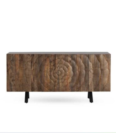 Aparador de madera de mango con relieve texturizado Lorenzo, frente