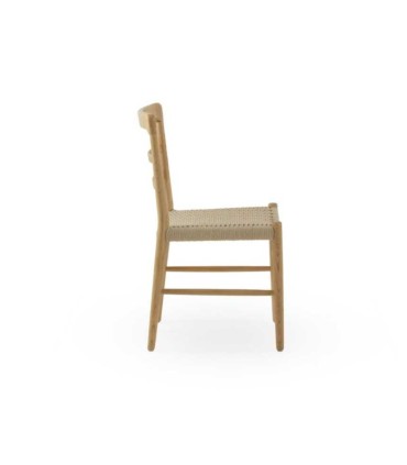 Pack de 4 Sillas de Madera de Toona con Asiento Trenzado Marpal, lado