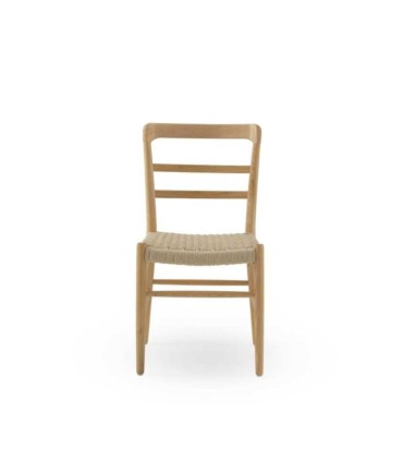 Pack de 4 Sillas de Madera de Toona con Asiento Trenzado Marpal, frente