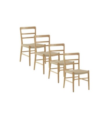 Pack de 4 Sillas de Madera de Toona con Asiento Trenzado Marpal