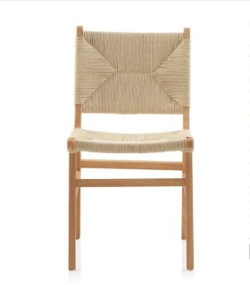 Pack de 4 Sillas de Madera de Hevea con Asiento y Respaldo Trenzado  Montalvo, frente