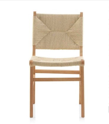 Pack de 4 Sillas de Madera de Hevea con Asiento y Respaldo Trenzado  Montalvo, frente